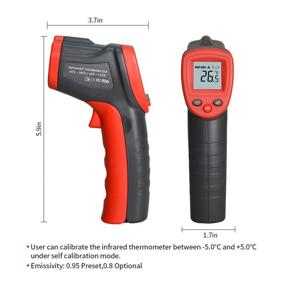 img 3 attached to 🌡️ Infrared Thermometer Non-Contact Digital Laser Pyrometer (-58℉-716℉) with Self Calibration, Adjustable Emissivity, Max Min Temperature Measure for Cooking - Not for Human Use