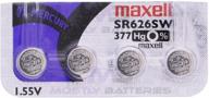 💀 maxell 377 sr626sw 1.55 volt silver oxide watch batteries - factory hologram (pack of 4) logo