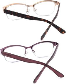 img 2 attached to 👓 Stylish JJWELL 2 Pack Blue Light Blocking Metal Reading Glasses for Women - Protect Your Eyes with UV Block, Bluelight Computer Filter, & Semi Rimless Readers