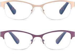 img 3 attached to 👓 Stylish JJWELL 2 Pack Blue Light Blocking Metal Reading Glasses for Women - Protect Your Eyes with UV Block, Bluelight Computer Filter, & Semi Rimless Readers