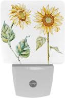 lorvies watercolor sunflower yellow flowers led night light – auto sensor dusk to dawn decorative lighting for bedroom, bathroom, kitchen, hallway, stairs, baby's room – energy saving логотип