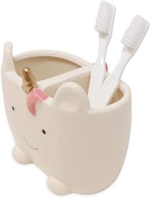 img 1 attached to 🦄 Isaac Jacobs White Ceramic Unicorn Makeup Brush Holder: Versatile 2-Section Organizer for Bathroom, Kitchen, Bedroom, and Office Décor