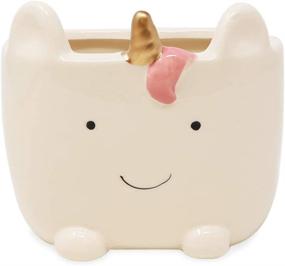 img 3 attached to 🦄 Isaac Jacobs White Ceramic Unicorn Makeup Brush Holder: Versatile 2-Section Organizer for Bathroom, Kitchen, Bedroom, and Office Décor