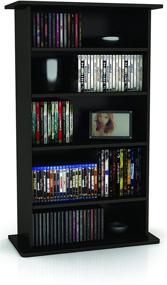 img 2 attached to Атлантический медиа-шкаф с подъемным мостом: организуйте 240 компакт-дисков, 108 DVD или 132 Blu-Ray/игры, регулируемые полки, черная отделка