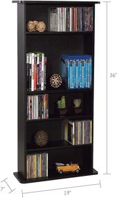 img 1 attached to Atlantic Drawbridge Media Storage Cabinet: Organize 240 CDs, 108 DVDs, or 132 Blu-Ray/Games, Adjustable Shelves, Black Finish
