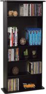 atlantic drawbridge media storage cabinet: organize 240 cds, 108 dvds, or 132 blu-ray/games, adjustable shelves, black finish logo