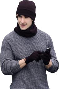 img 4 attached to 🧣 Warm Winter Knitted Hat Scarf Gloves Set for Men and Women - 3 Piece Bundle