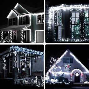 img 1 attached to 🎄 Enhance Your Outdoor Decor with 32Ft LED Icicle Lights - Cool White Christmas String Lights for Halloween, Holiday Party, Wedding Indoor Décor - Waterproof & End to End Plug - 300 LEDs, 8 Modes, 60 Drops