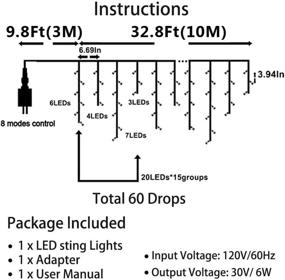 img 2 attached to 🎄 Enhance Your Outdoor Decor with 32Ft LED Icicle Lights - Cool White Christmas String Lights for Halloween, Holiday Party, Wedding Indoor Décor - Waterproof & End to End Plug - 300 LEDs, 8 Modes, 60 Drops