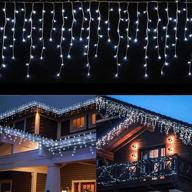 🎄 enhance your outdoor decor with 32ft led icicle lights - cool white christmas string lights for halloween, holiday party, wedding indoor décor - waterproof & end to end plug - 300 leds, 8 modes, 60 drops логотип