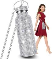 💎 bling diamond vacuum flask - diamond water bottle, sparkling stainless steel rhinestone vacuum flask, leak-proof vacuum flask with chain (750ml) логотип