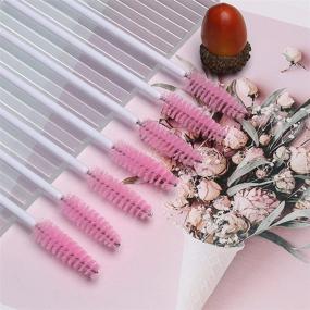 img 2 attached to AKStore 100 PCS Disposable Eyelash Brushes Mascara Wands Eye Lash Eyebrow Applicator Cosmetic Makeup Brush Tool Kits (White-Pink): Achieve Flawless Lashes and Brows with Ease