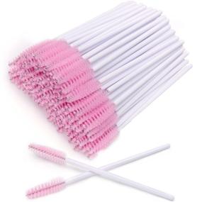 img 4 attached to AKStore 100 PCS Disposable Eyelash Brushes Mascara Wands Eye Lash Eyebrow Applicator Cosmetic Makeup Brush Tool Kits (White-Pink): Achieve Flawless Lashes and Brows with Ease