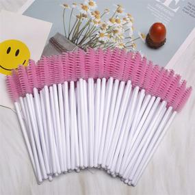 img 1 attached to AKStore 100 PCS Disposable Eyelash Brushes Mascara Wands Eye Lash Eyebrow Applicator Cosmetic Makeup Brush Tool Kits (White-Pink): Achieve Flawless Lashes and Brows with Ease