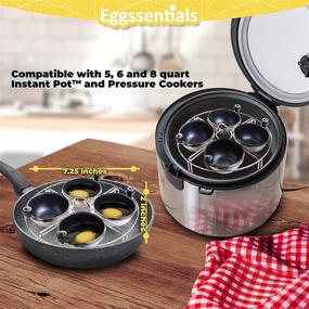 img 3 attached to 🍳 Eggssentials Stainless Steel Egg Poacher Insert for Skillet & Instant Pot, 4 Nonstick Poached Cups – PFOA Free Cooking Rack, Pressure Cooker Compatible, 7.25 inches