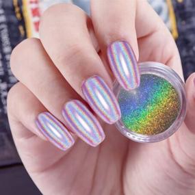 img 1 attached to 💅 Holographic Nail Powder by PrettyDiva - Unicorn Chrome Pigment with Hologram and Iridescent Effects, Top-Grade Rainbow Glitter HOLO Laser Powder for Manicure, Nails, and Pigment Art