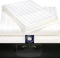 🛏️ luxury white king size bed sheet set - ce casa esencia 1000tc egyptian cotton sateen stripe sheets with extra deep pockets (4 piece) logo