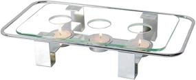 img 4 attached to 🔥 Chrome Plated Glass Dish Warmer, Rectangular Glass-Top Food Warmer with 3 Tea Light Votive Candle Holes