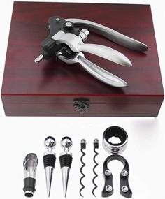 img 3 attached to 🍷 Wine Opener Set with Corkscrew, Red Wine Bottle Opener, Wine Decanter Pourer, Wine Stopper, Foil Cutter, and Drip Ring in a Wood Case - Perfect Wedding or Christmas Wine Gift Set