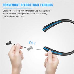 img 3 attached to 🎧 Enhanced Wireless Earbuds Neckband Headset - Bluetooth Retractable Headphones, Sweatproof Sports Earphones (20 Hours Playtime, Blue)