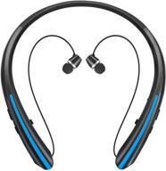 🎧 усовершенствованные беспроводные наушники с оголовьем - bluetooth ретрактируемые наушники, влагозащищенные спортивные наушники (20 часов воспроизведения, синие) логотип