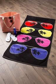 img 1 attached to 🏖️ Fashionable Colorful Terry Cotton Beach Towel, 30x60", Soft and Absorbent - Quick-Drying for Pool, Beach, and Spa with Sunglasses Design