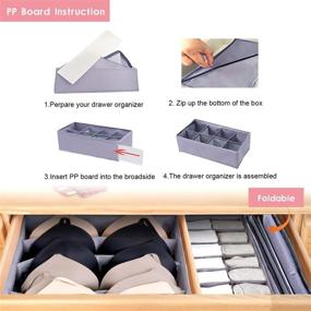 img 1 attached to 👗 Efficient and Versatile Jay-Chi Dresser Drawer Underwear Organizer - Large Washable Clothes Storage Box with Closet Divider for Bras, Socks, Ties and More - Set of 6, Gray