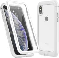 eonfine iphone x/xs case - full body heavy duty shockproof rugged cover with built-in screen protector - 5.8inch (white/clear) logo