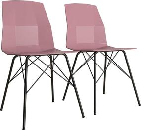 img 2 attached to 🌸 Stunning Set of 2 CosmoLiving by Cosmopolitan Riley Pink Molded Dining Chairs with Black Metal Base