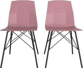 img 1 attached to 🌸 Stunning Set of 2 CosmoLiving by Cosmopolitan Riley Pink Molded Dining Chairs with Black Metal Base