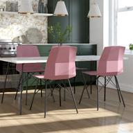 🌸 stunning set of 2 cosmoliving by cosmopolitan riley pink molded dining chairs with black metal base логотип