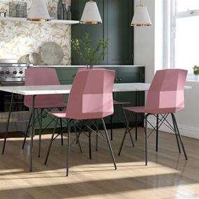 img 4 attached to 🌸 Stunning Set of 2 CosmoLiving by Cosmopolitan Riley Pink Molded Dining Chairs with Black Metal Base