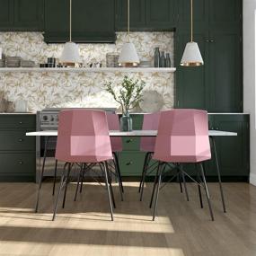 img 3 attached to 🌸 Stunning Set of 2 CosmoLiving by Cosmopolitan Riley Pink Molded Dining Chairs with Black Metal Base