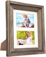 🖼️ rustic barnwood picture frame set: weathered gray wood photo frame holder for wall, desktop, or tabletop display. versatile home decor for 8x10, 5x7, or 4x6 photos with matte included. логотип