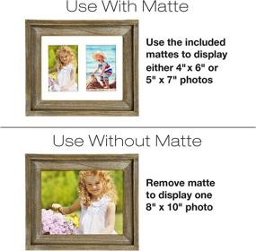 img 1 attached to 🖼️ Rustic Barnwood Picture Frame Set: Weathered Gray Wood Photo Frame Holder for Wall, Desktop, or Tabletop Display. Versatile Home Decor for 8x10, 5x7, or 4x6 Photos with Matte Included.