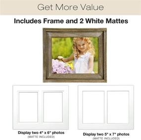 img 2 attached to 🖼️ Rustic Barnwood Picture Frame Set: Weathered Gray Wood Photo Frame Holder for Wall, Desktop, or Tabletop Display. Versatile Home Decor for 8x10, 5x7, or 4x6 Photos with Matte Included.