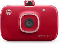 фотопринтер и мгновенная камера hp sprocket 2 в 1 - печать фотографий из социальных сетей на самоклеющейся бумаге (красный) логотип
