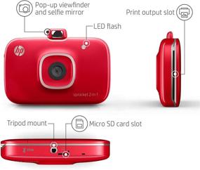 img 2 attached to Фотопринтер и мгновенная камера HP Sprocket 2 в 1 - Печать фотографий из социальных сетей на самоклеющейся бумаге (красный)