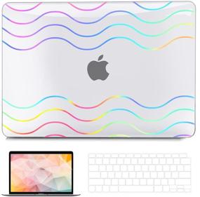 img 4 attached to 📱 G JGOO MacBook Air 13 inch Case 2021 2020 2019 2018 Release M1 A2337 A2179 A1932 with Retina & Touch ID, Laser Pattern Hard Shell Cover + Keyboard Cover + Screen Protector, Wavy - Improved SEO