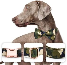 img 2 attached to XL Camo Dog Collars with Bowtie and Soft Metal Buckle - Heavy-Duty Bow Tie Attachment for Small/Medium/Large Size Dogs and Cats