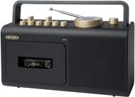 🎵 jensen mcr-250 retro portable personal cassette player/recorder boombox with am/fm radio, aux input jack, built-in speakers - modern design in black/gold logo