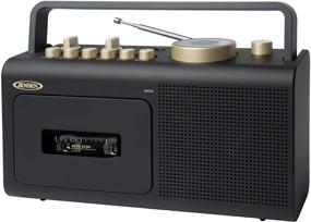 img 4 attached to 🎵 Jensen MCR-250 Retro Portable Personal Cassette Player/Recorder Boombox with AM/FM Radio, Aux input Jack, Built-in Speakers - Modern Design in Black/Gold