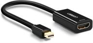 💻 ugreen mini displayport to hdmi adapter - thunderbolt 2.0 4k mini dp to hdmi cable for macbook pro, macbook air, imac, surface book, thinkpad, google pixel, chromebook - black logo