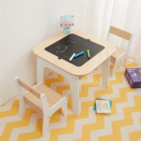 img 4 attached to Toffy & Friends Wooden Storage Table and Chairs Set: Versatile 3-in-1 Convertible Furniture with Toddler-Friendly Storage Space