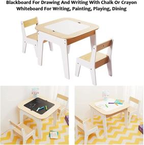 img 2 attached to Toffy & Friends Wooden Storage Table and Chairs Set: Versatile 3-in-1 Convertible Furniture with Toddler-Friendly Storage Space