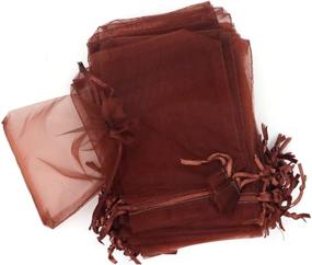 img 3 attached to 🎁 Ewanda Store - Pack of 100 Organza Jewelry Pouches, 3.5"x5.5", for Weddings, Parties, Festivals, Christmas Gifts, Favors, and Candy in Coffee Color