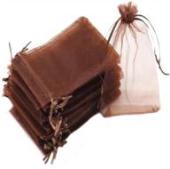 🎁 ewanda store - pack of 100 organza jewelry pouches, 3.5"x5.5", for weddings, parties, festivals, christmas gifts, favors, and candy in coffee color logo