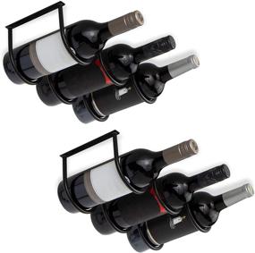 img 2 attached to Держатель для вина Wallniture Dijon: экономное решение для организации алкоголя - крепление на стену или под шкаф - набор из 2 черных металлических декоративных элементов для стен.