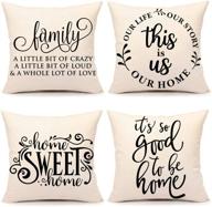 🏡 4th emotion farmhouse decoration pillow covers 18x18 set of 4: family saying this is us our home cushion case for sofa couch linen porch decor - enhancing your living space logo