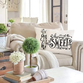 img 1 attached to 🏡 4TH Emotion Farmhouse Decoration Pillow Covers 18x18 Set of 4: Family Saying This is us Our Home Cushion Case for Sofa Couch Linen Porch Decor - Enhancing Your Living Space